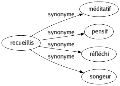 Synonyme de Recueillis : Méditatif Pensif Réfléchi Songeur 