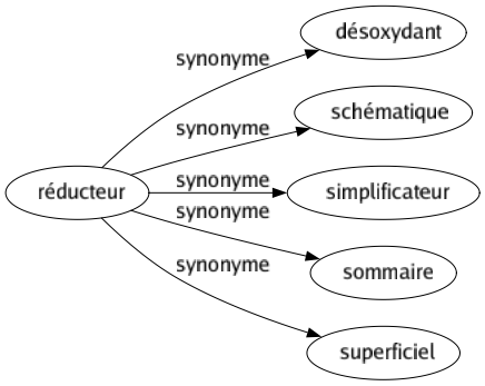 Synonyme de Réducteur : Désoxydant Schématique Simplificateur Sommaire Superficiel 