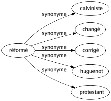 Synonyme de Réformé : Calviniste Changé Corrigé Huguenot Protestant 