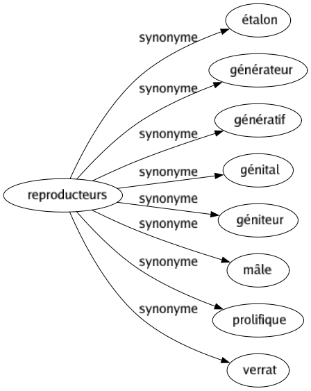 Synonyme de Reproducteurs : Étalon Générateur Génératif Génital Géniteur Mâle Prolifique Verrat 