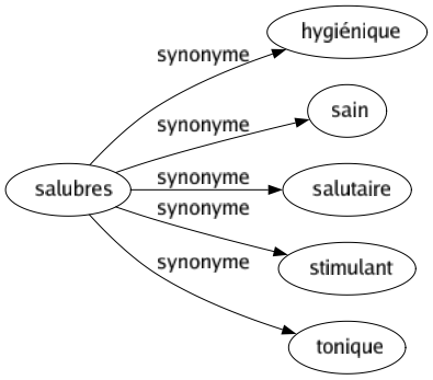 Synonyme de Salubres : Hygiénique Sain Salutaire Stimulant Tonique 