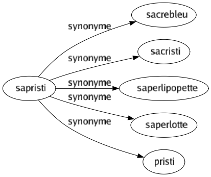 Synonyme de Sapristi : Sacrebleu Sacristi Saperlipopette Saperlotte Pristi 