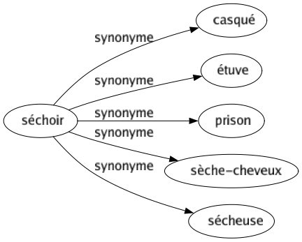 Synonyme de Séchoir : Casqué Étuve Prison Sèche-cheveux Sécheuse 