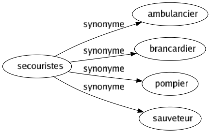 Synonyme de Secouristes : Ambulancier Brancardier Pompier Sauveteur 