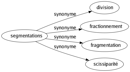 Synonyme de Segmentations : Division Fractionnement Fragmentation Scissiparité 