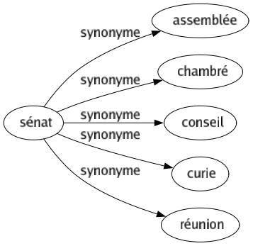 Synonyme de Sénat : Assemblée Chambré Conseil Curie Réunion 