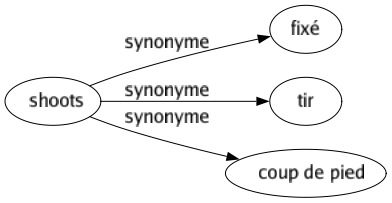 Synonyme de Shoots : Fixé Tir Coup de pied 