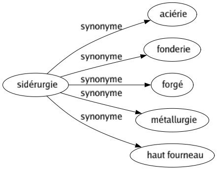 Synonyme de Sidérurgie : Aciérie Fonderie Forgé Métallurgie Haut fourneau 