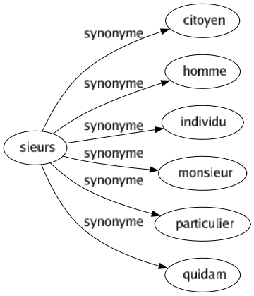 Synonyme de Sieurs : Citoyen Homme Individu Monsieur Particulier Quidam 