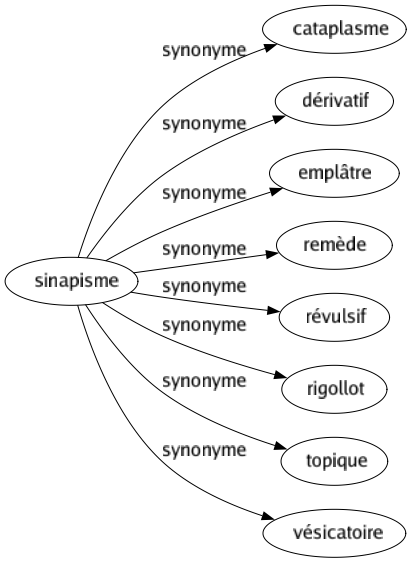 Synonyme de Sinapisme : Cataplasme Dérivatif Emplâtre Remède Révulsif Rigollot Topique Vésicatoire 