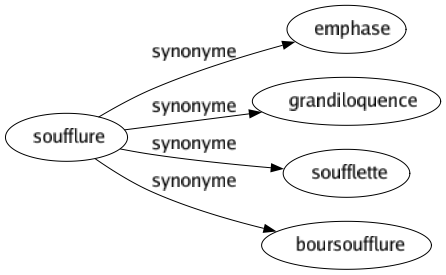 Synonyme de Soufflure : Emphase Grandiloquence Soufflette Boursoufflure 