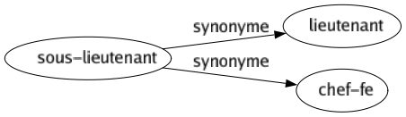 Synonyme de Sous-lieutenant : Lieutenant Chef-fe 