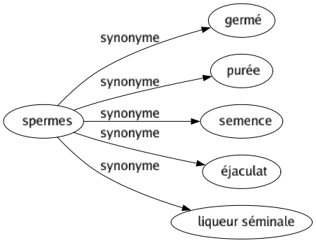 Synonyme de Spermes : Germé Purée Semence Éjaculat Liqueur séminale 