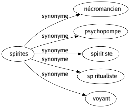 Synonyme de Spirites : Nécromancien Psychopompe Spiritiste Spiritualiste Voyant 