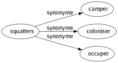 Synonyme de Squatters : Camper Coloniser Occuper 