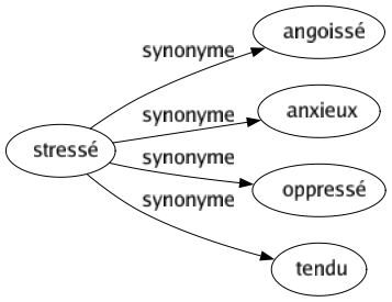 Synonyme de Stressé : Angoissé Anxieux Oppressé Tendu 