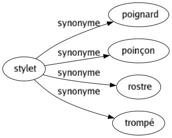 Synonyme de Stylet : Poignard Poinçon Rostre Trompé 