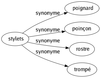 Synonyme de Stylets : Poignard Poinçon Rostre Trompé 