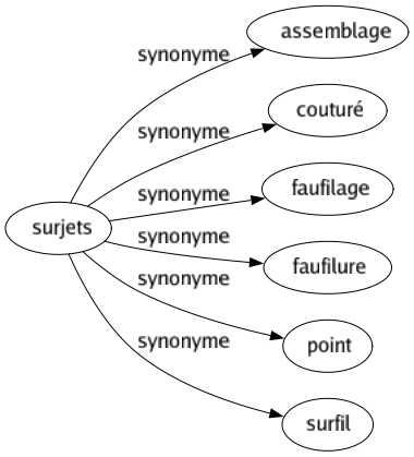 Synonyme de Surjets : Assemblage Couturé Faufilage Faufilure Point Surfil 