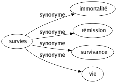 Synonyme de Survies : Immortalité Rémission Survivance Vie 