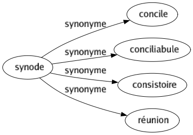 Synonyme de Synode : Concile Conciliabule Consistoire Réunion 