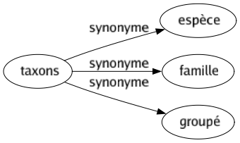 Synonyme de Taxons : Espèce Famille Groupé 