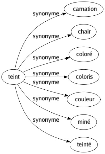 Synonyme de Teint : Carnation Chair Coloré Coloris Couleur Miné Teinté 
