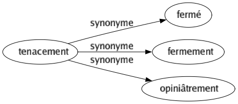 Synonyme de Tenacement : Fermé Fermement Opiniâtrement 