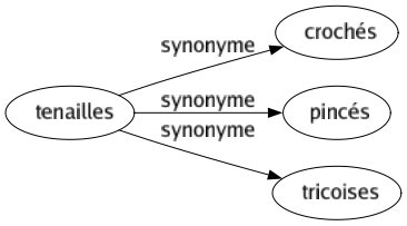 Synonyme de Tenailles : Crochés Pincés Tricoises 