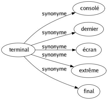 Synonyme de Terminal : Consolé Dernier Écran Extrême Final 