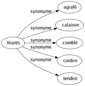 Synonyme de Tirants : Agrafé Calaison Comblé Cordon Tendon 