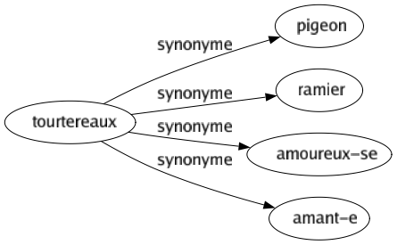 Synonyme de Tourtereaux : Pigeon Ramier Amoureux-se Amant-e 