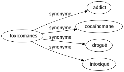 Synonyme de Toxicomanes : Addict Cocaïnomane Drogué Intoxiqué 