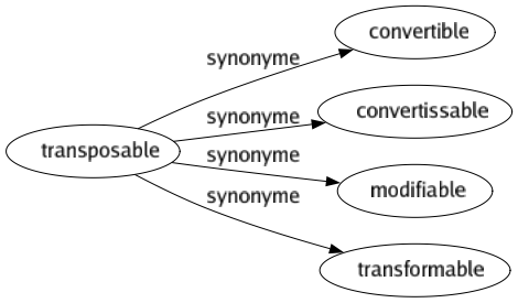 Synonyme de Transposable : Convertible Convertissable Modifiable Transformable 