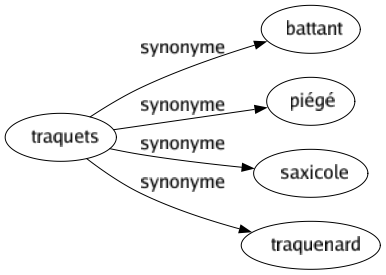 Synonyme de Traquets : Battant Piégé Saxicole Traquenard 