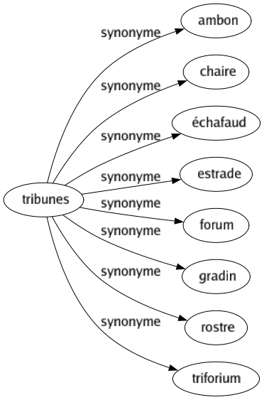 Synonyme de Tribunes : Ambon Chaire Échafaud Estrade Forum Gradin Rostre Triforium 