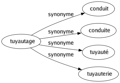 Synonyme de Tuyautage : Conduit Conduite Tuyauté Tuyauterie 