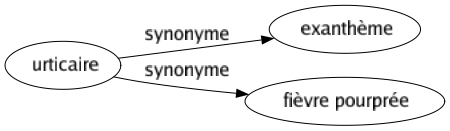 Synonyme de Urticaire : Exanthème Fièvre pourprée 