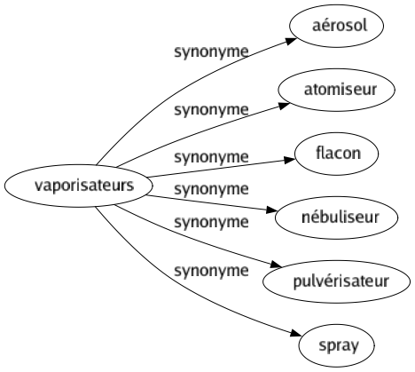 Synonyme de Vaporisateurs : Aérosol Atomiseur Flacon Nébuliseur Pulvérisateur Spray 