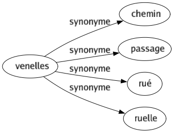 Synonyme de Venelles : Chemin Passage Rué Ruelle 