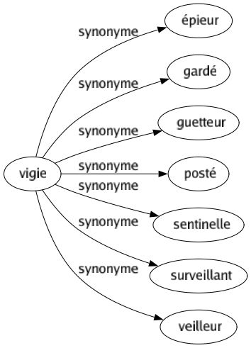 Synonyme de Vigie : Épieur Gardé Guetteur Posté Sentinelle Surveillant Veilleur 