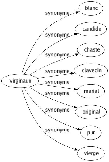 Synonyme de Virginaux : Blanc Candide Chaste Clavecin Marial Original Pur Vierge 