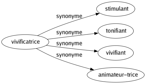 Synonyme de Vivificatrice : Stimulant Tonifiant Vivifiant Animateur-trice 