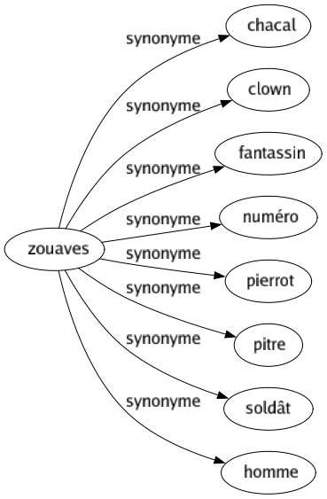 Synonyme de Zouaves : Chacal Clown Fantassin Numéro Pierrot Pitre Soldât Homme 